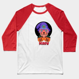 Cat with halloween pumpkins Baseball T-Shirt